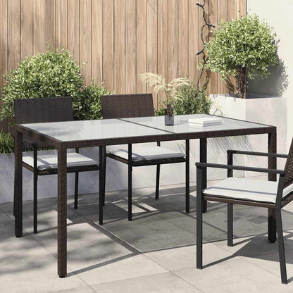 vidaXL Gartentisch 150x90x75 cm Gehärtetes Glas Poly Rattan Braun