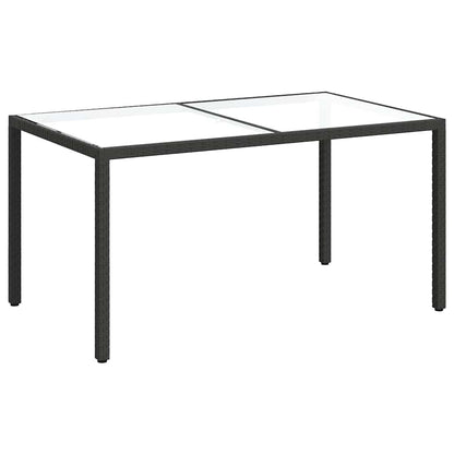 vidaXL Gartentisch 150x90x75 cm Gehärtetes Glas Poly Rattan Schwarz