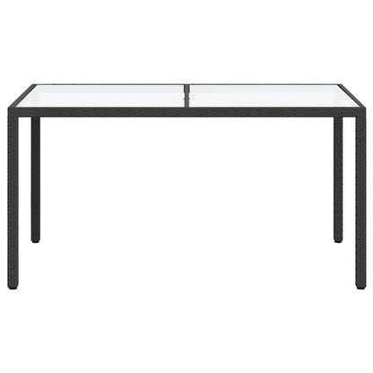 vidaXL Gartentisch 150x90x75 cm Gehärtetes Glas Poly Rattan Schwarz