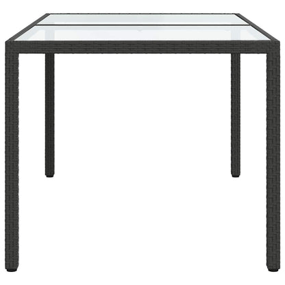 vidaXL Gartentisch 150x90x75 cm Gehärtetes Glas Poly Rattan Schwarz