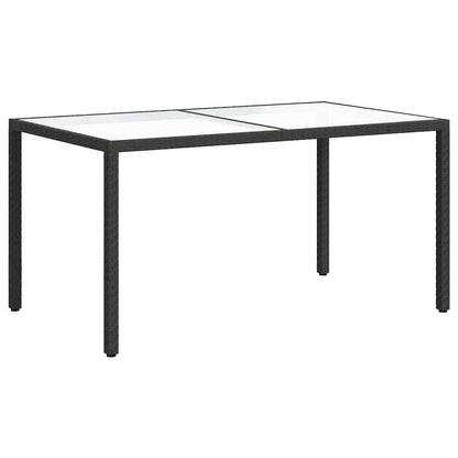 vidaXL Gartentisch 150x90x75 cm Gehärtetes Glas Poly Rattan Schwarz
