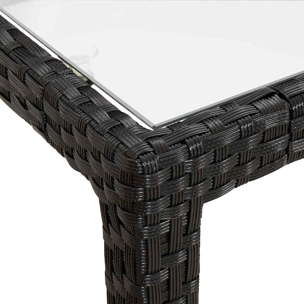 vidaXL Gartentisch 150x90x75 cm Gehärtetes Glas Poly Rattan Schwarz