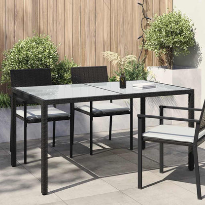 vidaXL Gartentisch 150x90x75 cm Gehärtetes Glas Poly Rattan Schwarz