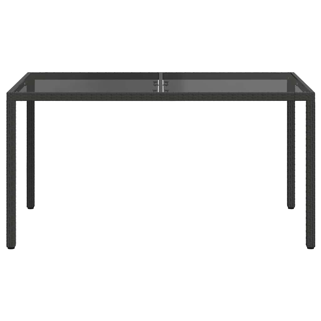 vidaXL Gartentisch 150x90x75 cm Gehärtetes Glas Poly Rattan Schwarz