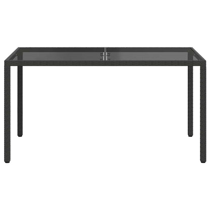 vidaXL Gartentisch 150x90x75 cm Gehärtetes Glas Poly Rattan Schwarz