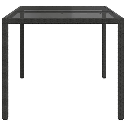 vidaXL Gartentisch 150x90x75 cm Gehärtetes Glas Poly Rattan Schwarz