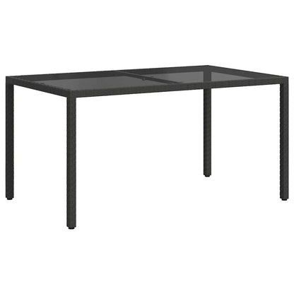 vidaXL Gartentisch 150x90x75 cm Gehärtetes Glas Poly Rattan Schwarz