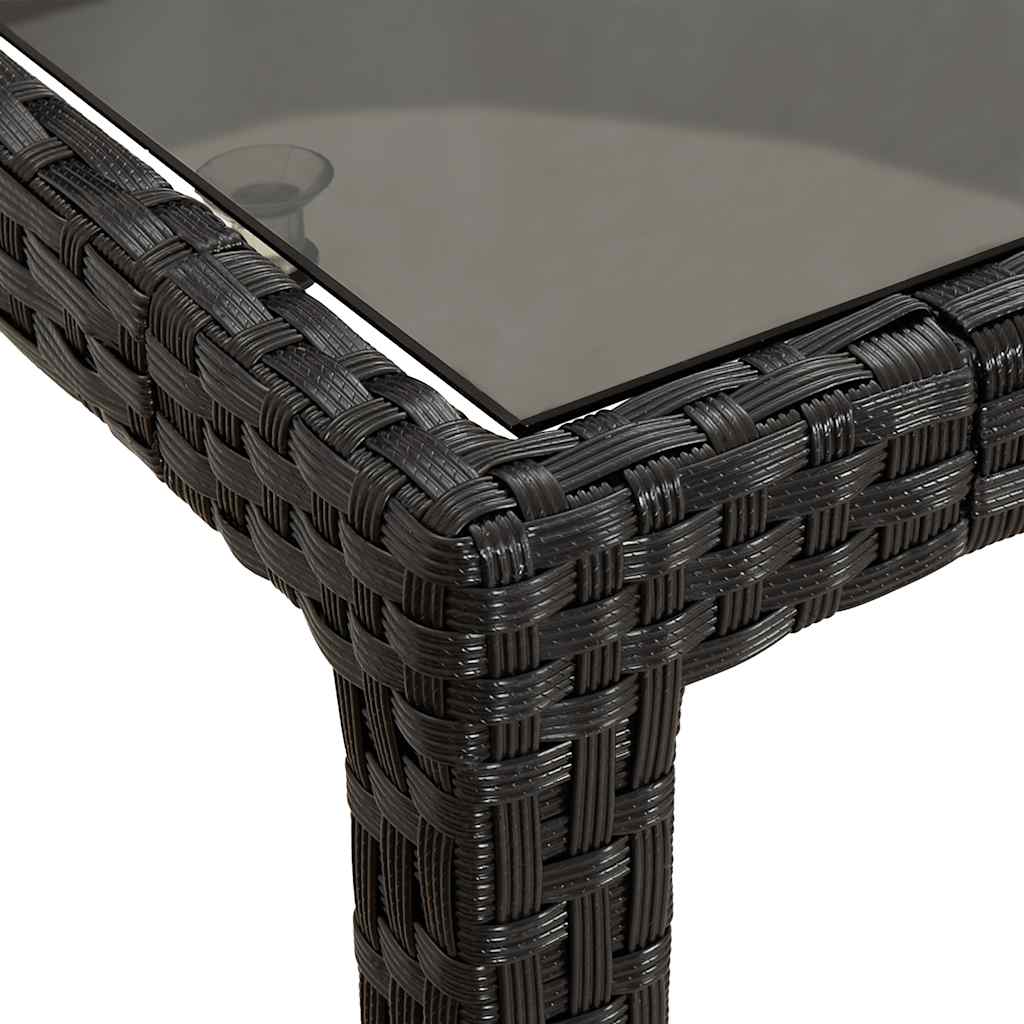 vidaXL Gartentisch 150x90x75 cm Gehärtetes Glas Poly Rattan Schwarz