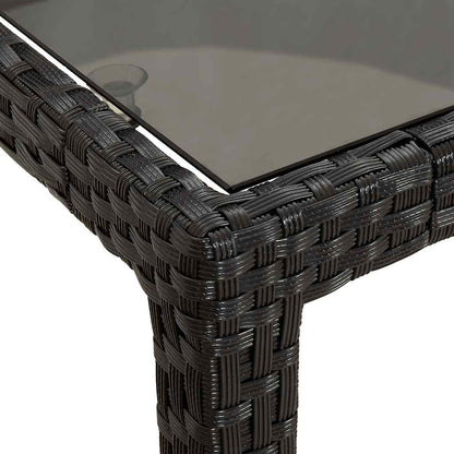 vidaXL Gartentisch 150x90x75 cm Gehärtetes Glas Poly Rattan Schwarz