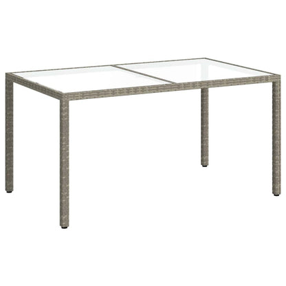 vidaXL Gartentisch 150x90x75 cm Hartglas und Poly Rattan Grau