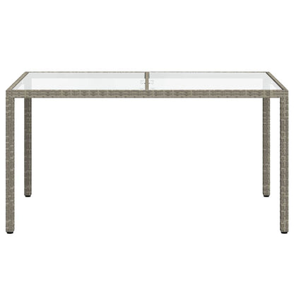 vidaXL Gartentisch 150x90x75 cm Hartglas und Poly Rattan Grau