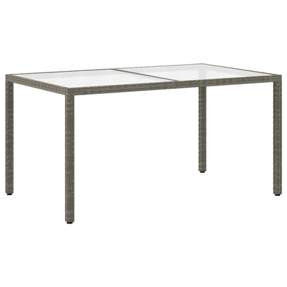 vidaXL Gartentisch 150x90x75 cm Hartglas und Poly Rattan Grau