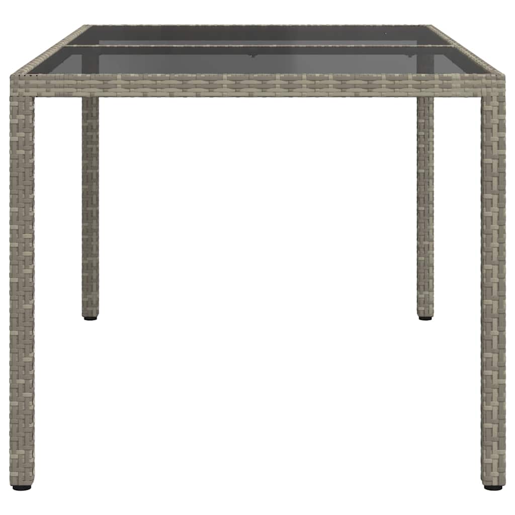 vidaXL Gartentisch 150x90x75 cm Hartglas und Poly Rattan Grau