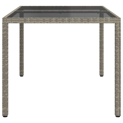 vidaXL Gartentisch 150x90x75 cm Hartglas und Poly Rattan Grau