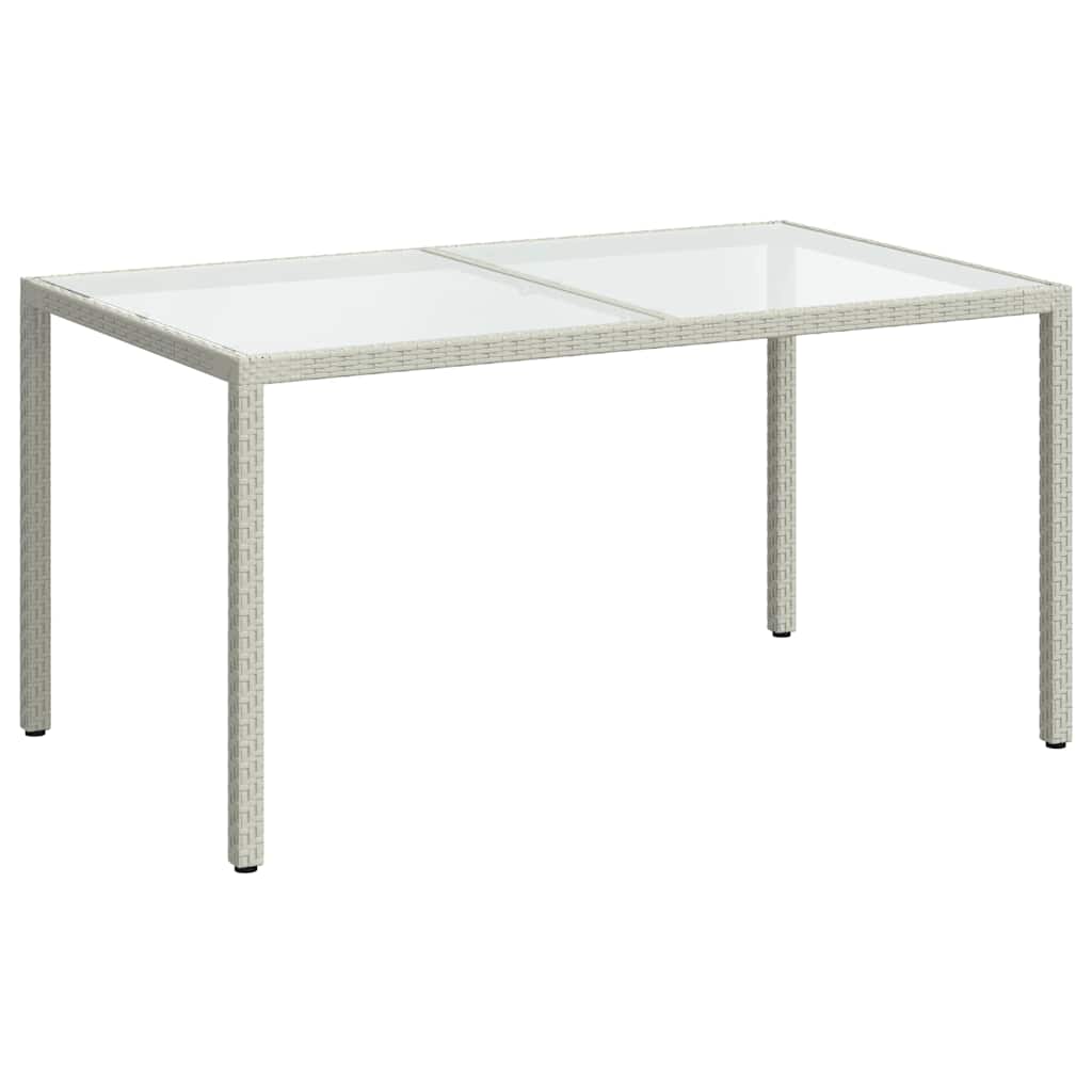 vidaXL Gartentisch 150x90x75 cm Gehärtetes Glas Poly Rattan Weiß