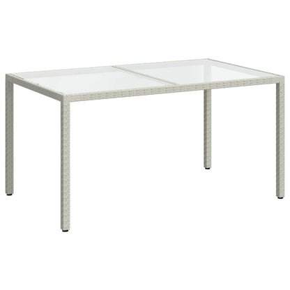 vidaXL Gartentisch 150x90x75 cm Gehärtetes Glas Poly Rattan Weiß