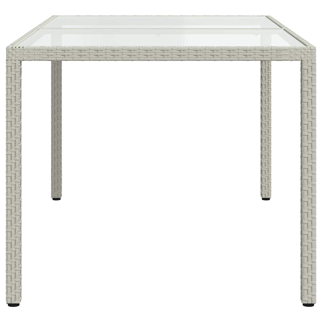 vidaXL Gartentisch 150x90x75 cm Gehärtetes Glas Poly Rattan Weiß