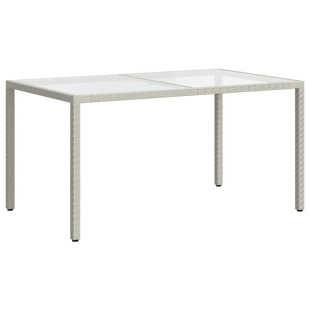 vidaXL Gartentisch 150x90x75 cm Gehärtetes Glas Poly Rattan Weiß