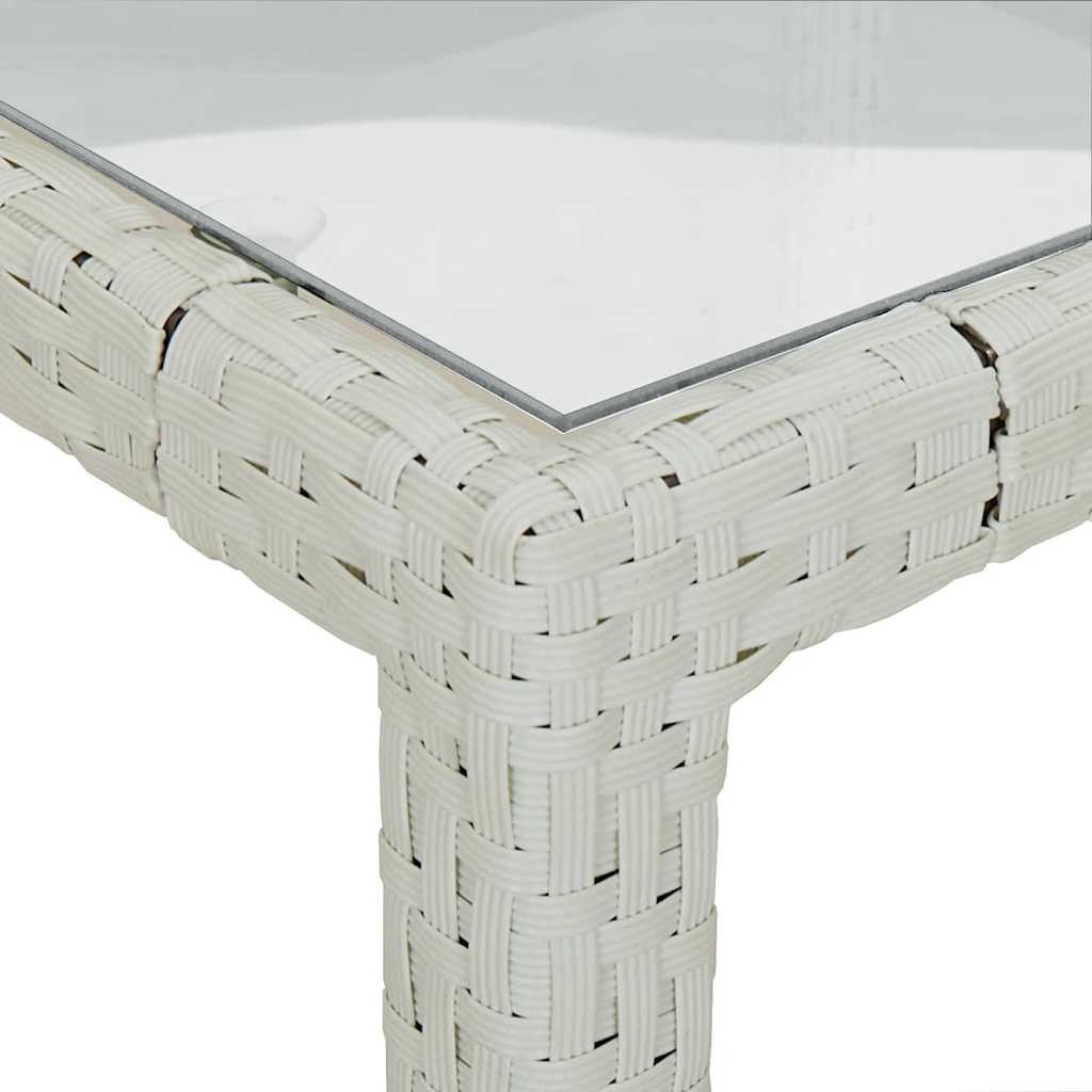 vidaXL Gartentisch 150x90x75 cm Gehärtetes Glas Poly Rattan Weiß