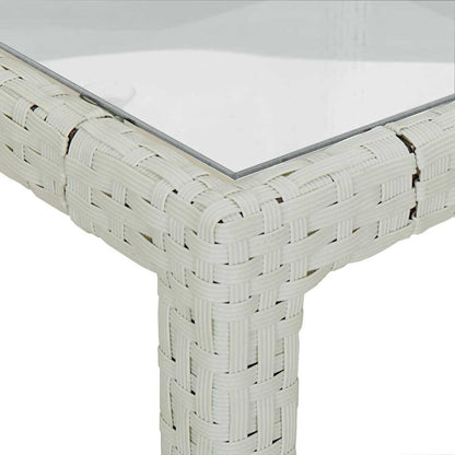vidaXL Gartentisch 150x90x75 cm Gehärtetes Glas Poly Rattan Weiß