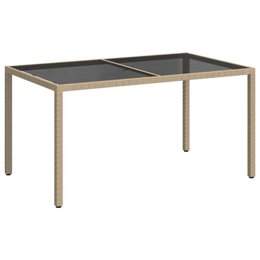 vidaXL Gartentisch 150x90x75 cm Gehärtetes Glas Poly Rattan Beige