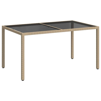 vidaXL Gartentisch 150x90x75 cm Gehärtetes Glas Poly Rattan Beige