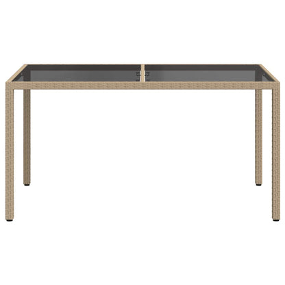 vidaXL Gartentisch 150x90x75 cm Gehärtetes Glas Poly Rattan Beige