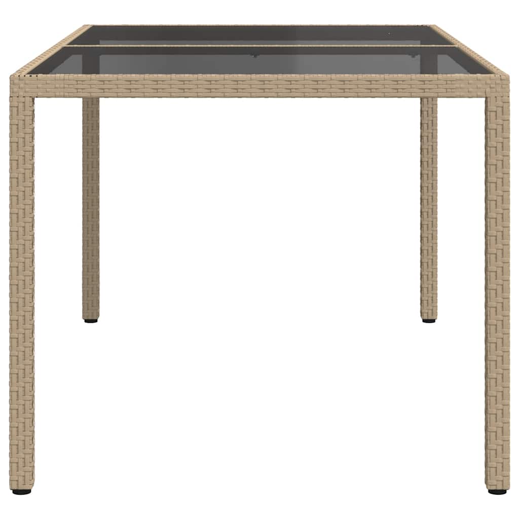 vidaXL Gartentisch 150x90x75 cm Gehärtetes Glas Poly Rattan Beige