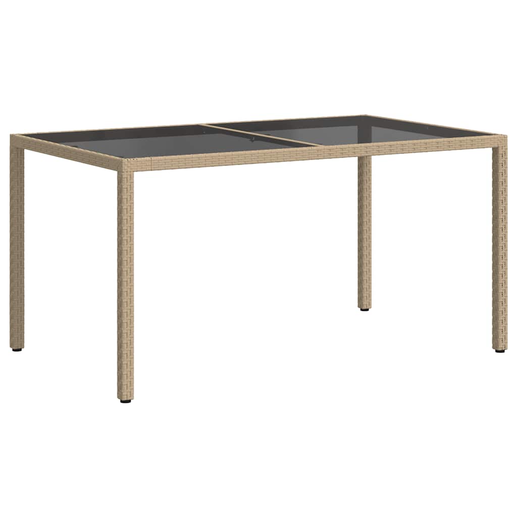 vidaXL Gartentisch 150x90x75 cm Gehärtetes Glas Poly Rattan Beige