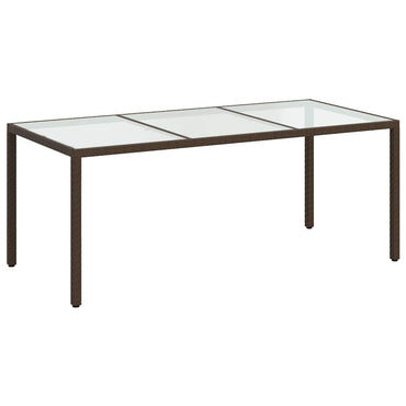 vidaXL Gartentisch Braun 190x90x75 cm Gehärtetes Glas und Poly Rattan