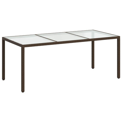 vidaXL Gartentisch Braun 190x90x75 cm Gehärtetes Glas und Poly Rattan