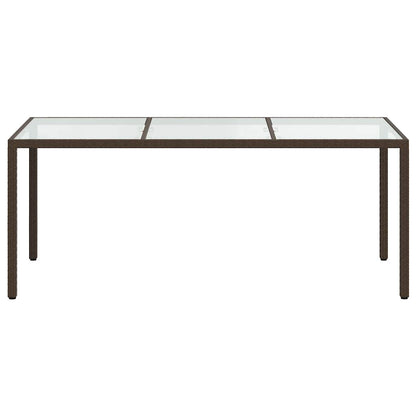 vidaXL Gartentisch Braun 190x90x75 cm Gehärtetes Glas und Poly Rattan