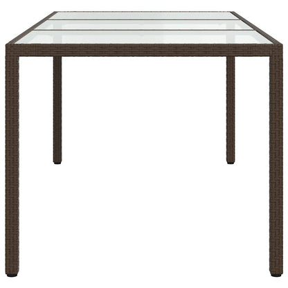 vidaXL Gartentisch Braun 190x90x75 cm Gehärtetes Glas und Poly Rattan
