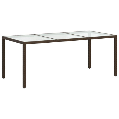 vidaXL Gartentisch Braun 190x90x75 cm Gehärtetes Glas und Poly Rattan