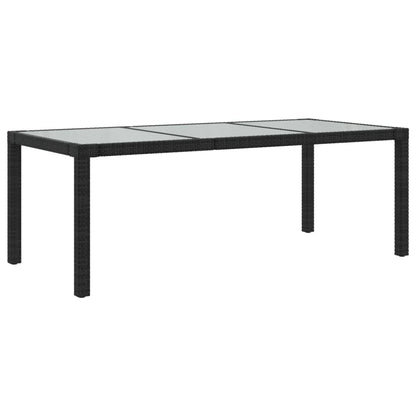 vidaXL Gartentisch Schwarz 190x90x75 cm Gehärtetes Glas Poly Rattan