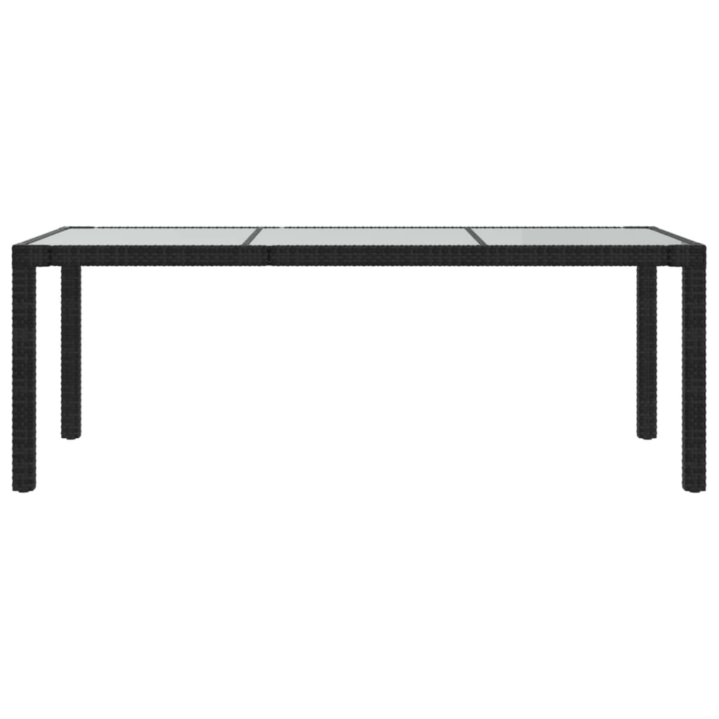 vidaXL Gartentisch Schwarz 190x90x75 cm Gehärtetes Glas Poly Rattan