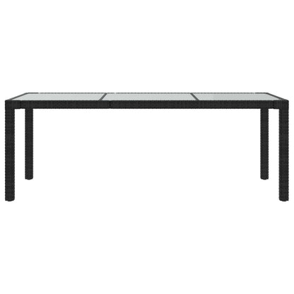 vidaXL Gartentisch Schwarz 190x90x75 cm Gehärtetes Glas Poly Rattan