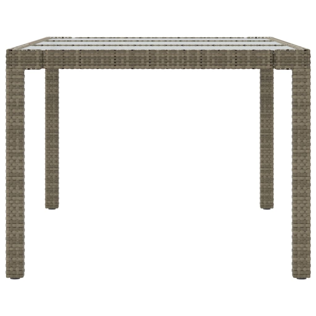 vidaXL Gartentisch Grau 190x90x75 cm Hartglas und Poly Rattan