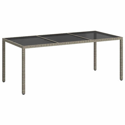 vidaXL Gartentisch Grau 190x90x75 cm Gehärtetes Glas und Poly Rattan