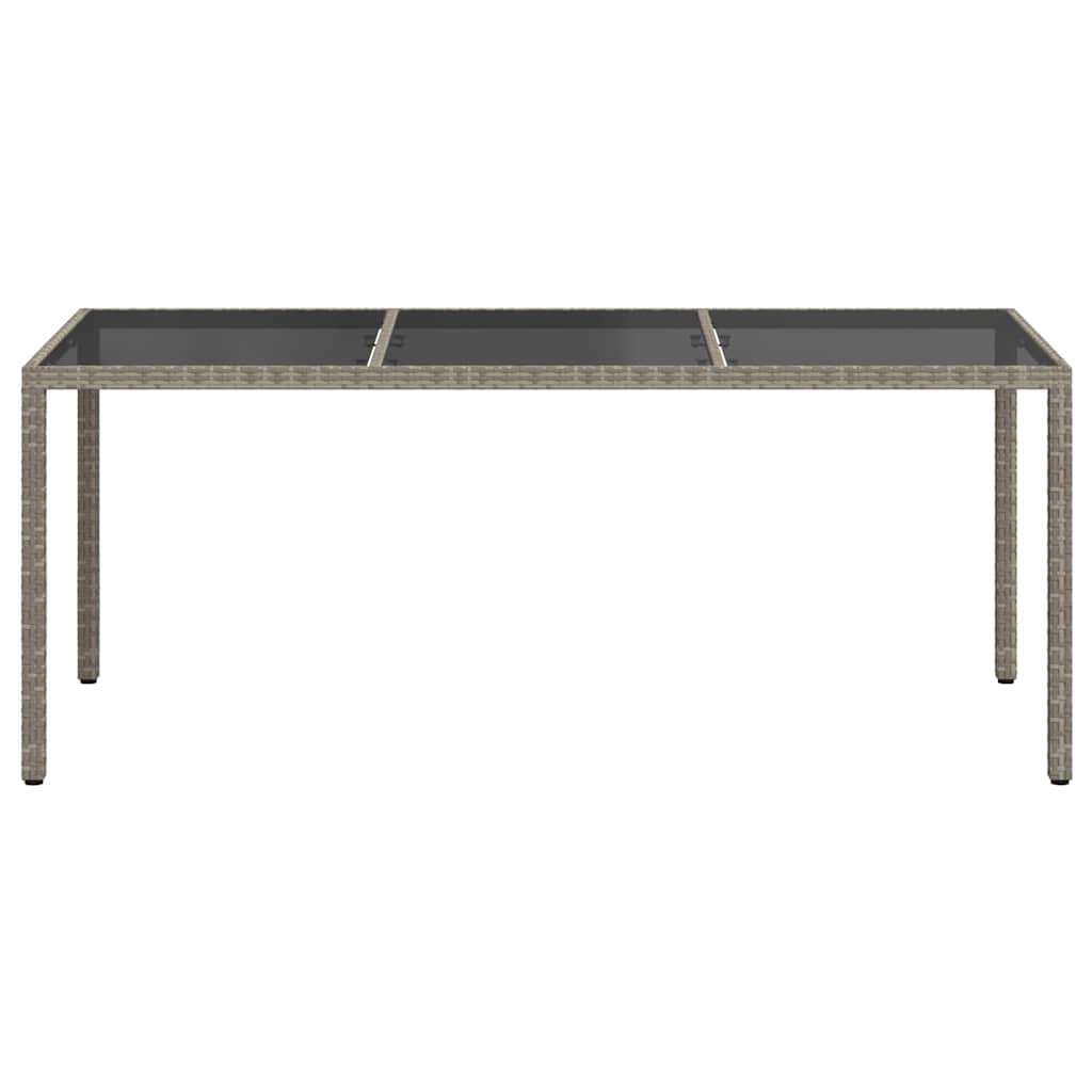 vidaXL Gartentisch Grau 190x90x75 cm Gehärtetes Glas und Poly Rattan