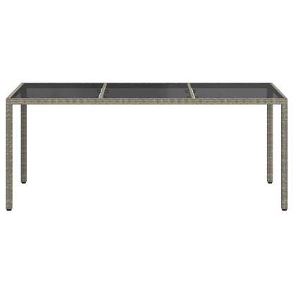 vidaXL Gartentisch Grau 190x90x75 cm Gehärtetes Glas und Poly Rattan