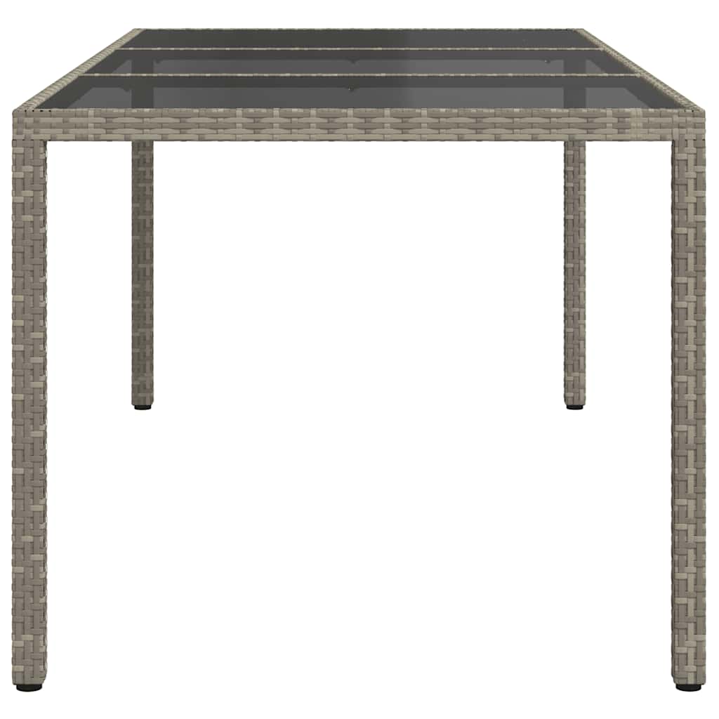 vidaXL Gartentisch Grau 190x90x75 cm Gehärtetes Glas und Poly Rattan
