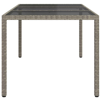 vidaXL Gartentisch Grau 190x90x75 cm Gehärtetes Glas und Poly Rattan