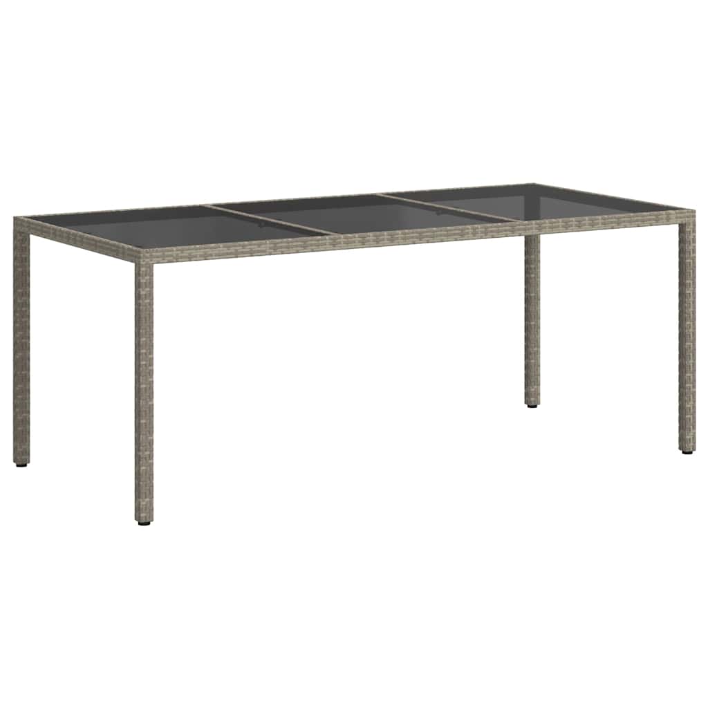 vidaXL Gartentisch Grau 190x90x75 cm Gehärtetes Glas und Poly Rattan
