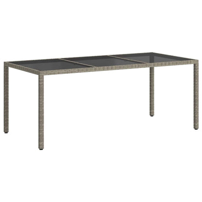 vidaXL Gartentisch Grau 190x90x75 cm Gehärtetes Glas und Poly Rattan