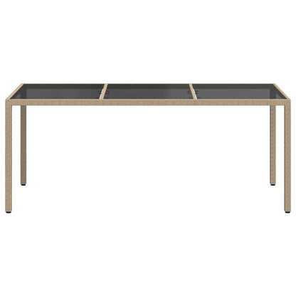 Gartentisch Beige 190x90x75 cm Gehärtetes Glas und Poly Rattan