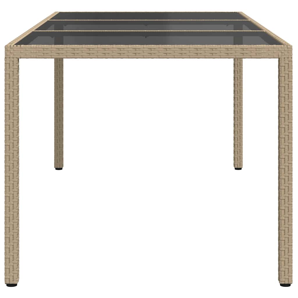vidaXL Gartentisch Beige 190x90x75 cm Gehärtetes Glas und Poly Rattan