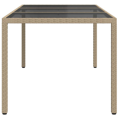 vidaXL Gartentisch Beige 190x90x75 cm Gehärtetes Glas und Poly Rattan