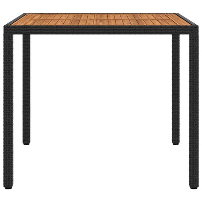 vidaXL Gartentisch 90x90x75 cm Poly Rattan und Akazienholz Schwarz
