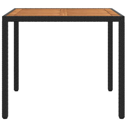 vidaXL Gartentisch 90x90x75 cm Poly Rattan und Akazienholz Schwarz